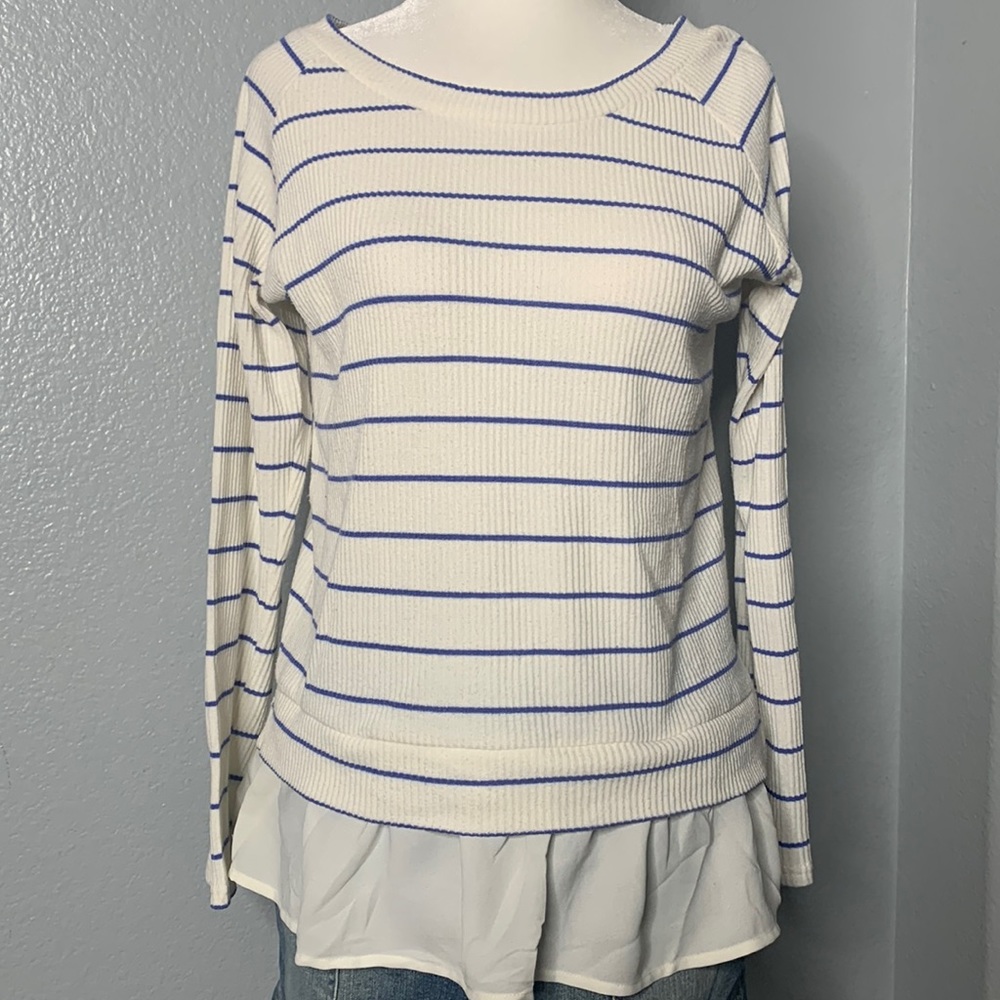 Cecil mcbee ribbed knit ruffled top